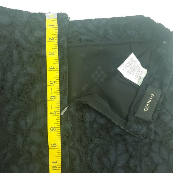 Pinko Womens Blue Black Floral Comfort Back Zip Ruffle A Line Skirt Size 8 - Picture 8 of 13